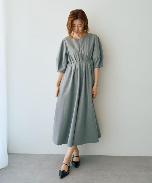 イェッカ ヴェッカ（YECCA VECCA）/【UVカット／接触冷感】ボリュームスリーブタックワンピース