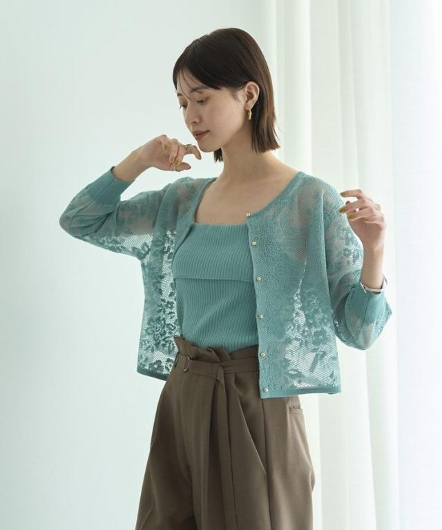 イェッカ ヴェッカ（YECCA VECCA）/【2点SET】インナーセットレース柄カーディガン