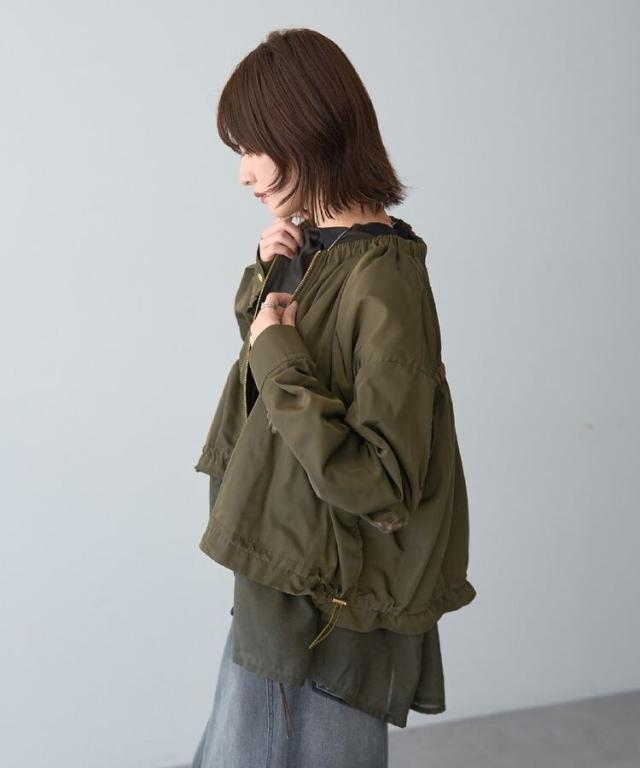 イェッカ ヴェッカ（YECCA VECCA）/シアーMIXノーカラーブルゾン ブルゾン