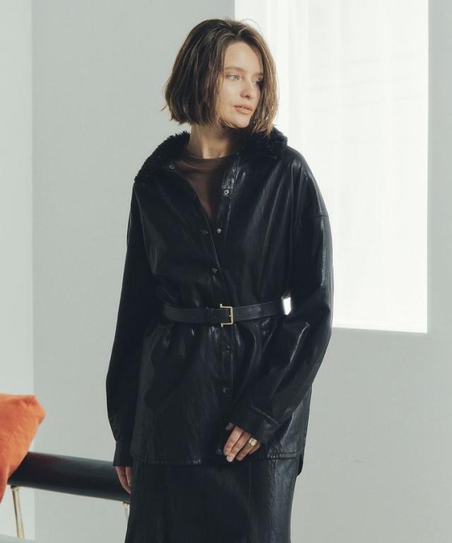 イェッカ ヴェッカ（YECCA VECCA）/レザーライクシャツジャケット