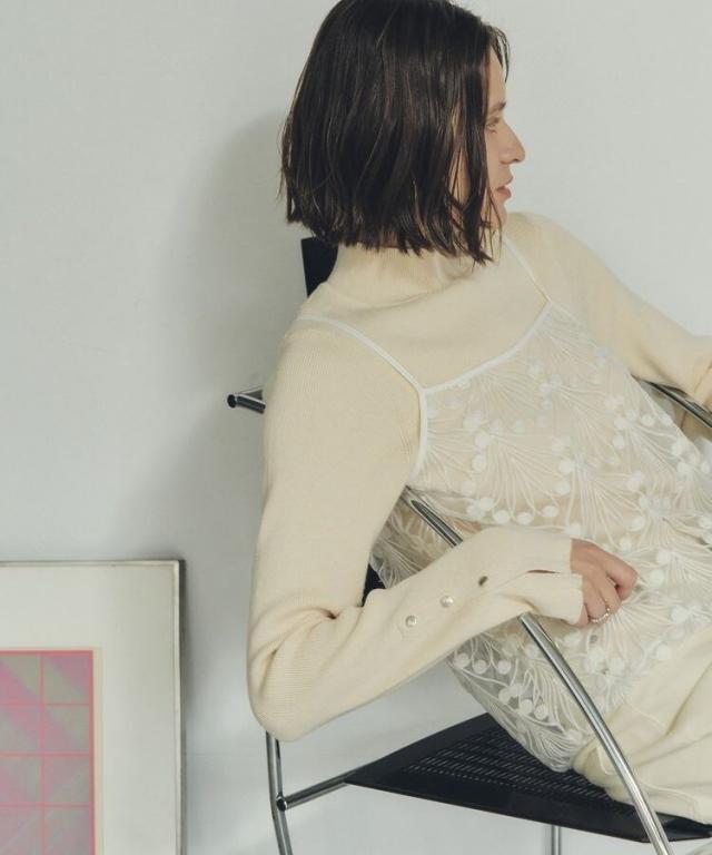 イェッカ ヴェッカ（YECCA VECCA）/【2点SET】刺繍レースキャミセットハイネックニット