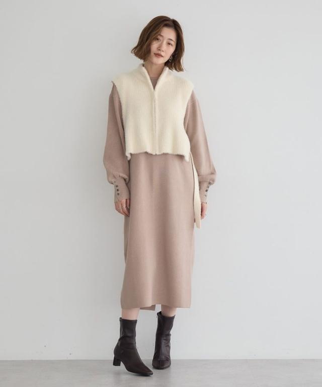 イェッカ ヴェッカ（YECCA VECCA）/【2点SET】ZIPベストセットニットワンピース