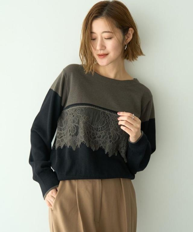 イェッカ ヴェッカ（YECCA VECCA）/バイカラーレースニット