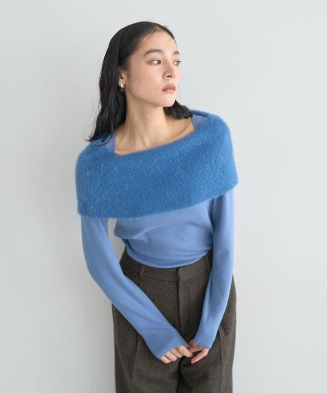 【NEW】イェッカ ヴェッカ（YECCA VECCA）/ファーMIXオフショルニット