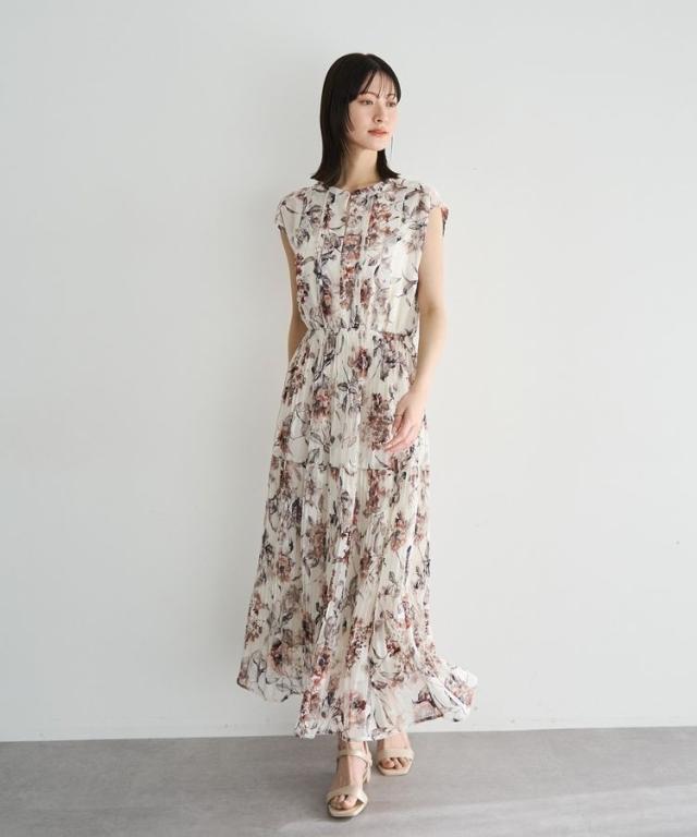 イェッカ ヴェッカ（YECCA VECCA）/フラワー柄シアープリーツワンピース