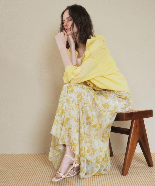 イェッカ ヴェッカ（YECCA VECCA）/ボタニカル柄シアーロングスカート