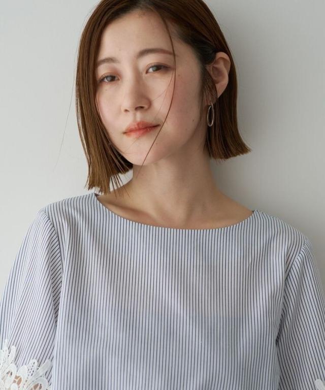 イェッカ ヴェッカ（YECCA VECCA）/ストライプ柄レース切替ブラウス_6