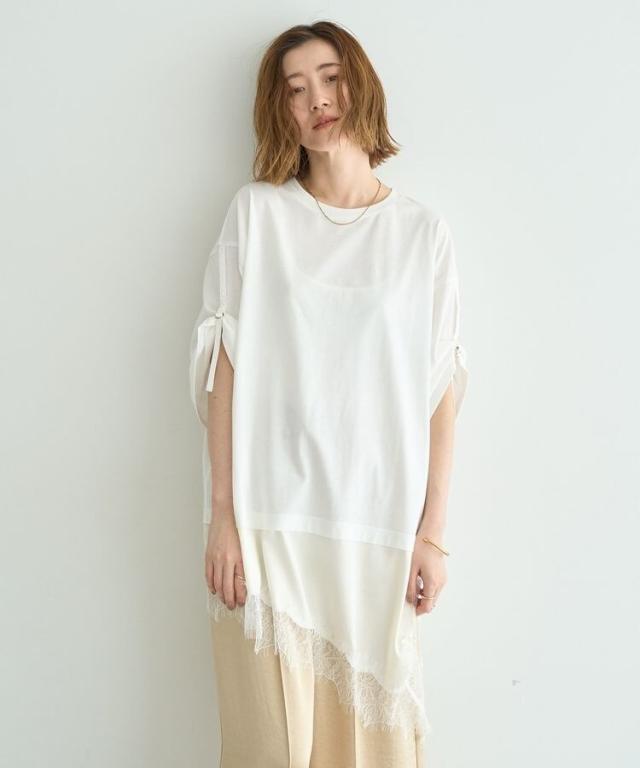 【NEW】イェッカ ヴェッカ（YECCA VECCA）/ドロストスリーブヘムレースTee