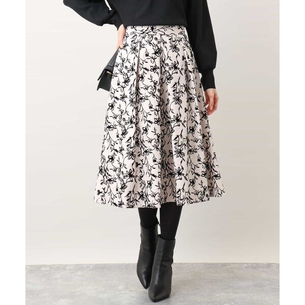 オフオン（OFUON）/フロッキープリントフレアスカート/洗えるの通販は 8,613円