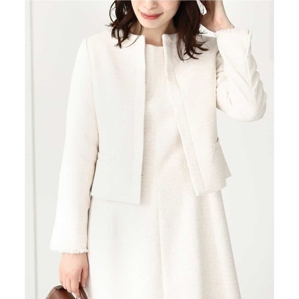 オフオン（OFUON）/【選べるサイズS−L/WEB限定/セットアップ対応】ラメツイードノーカラージャケット