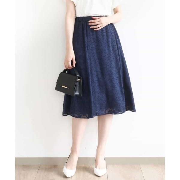 オフオン（OFUON）/カットジャガードフレアースカート/洗える/WEB限定サイズあり