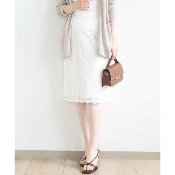 オフオン（OFUON）/スパンコールレースタイトスカート/洗える