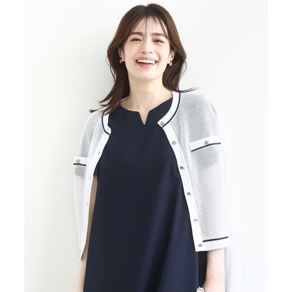 オフオン（OFUON）/メッシュ柄ニットカーディガン/WEB限定サイズあり
