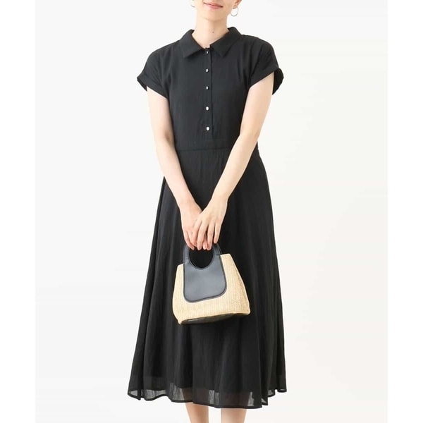 オフオン（OFUON）/衿付きウエスト切り替えワンピース/洗える/WEB限定