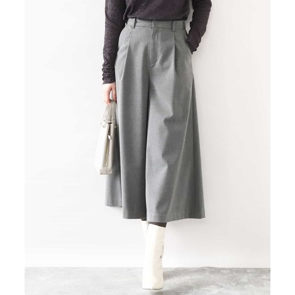 オフオン（OFUON）/TRソフトストレッチ裏起毛ガウチョパンツ/洗える