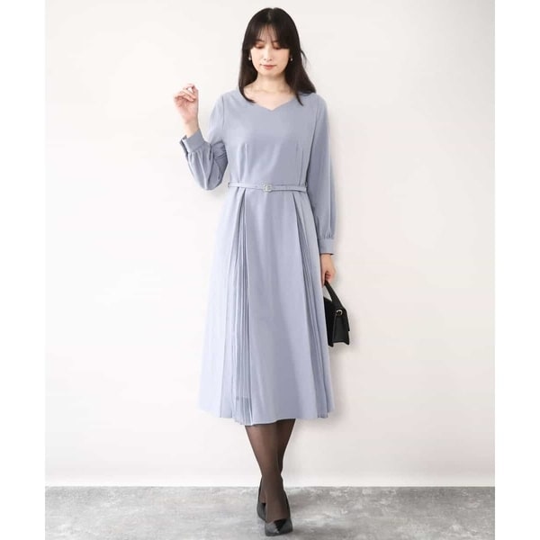 オフオン（OFUON）/シフォンプリーツデザインワンピース/洗える/WEB限定サイズあり