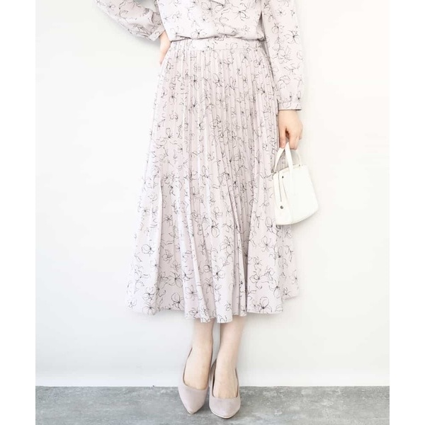 オフオン（OFUON）/ラインフラワープリーツスカート/洗える/WEB限定サイズあり