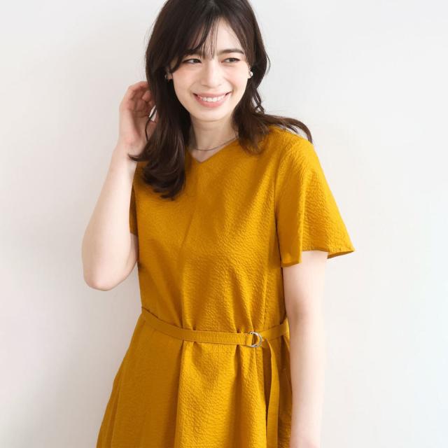 オフオン（OFUON）/VネックAラインシルエットワンピース/洗える/WEB限定カラーサイズあり