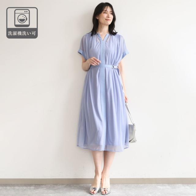 オフオン（OFUON）/【洗濯機で洗える】キーネックシアーワンピース/WEB限定サイズあり