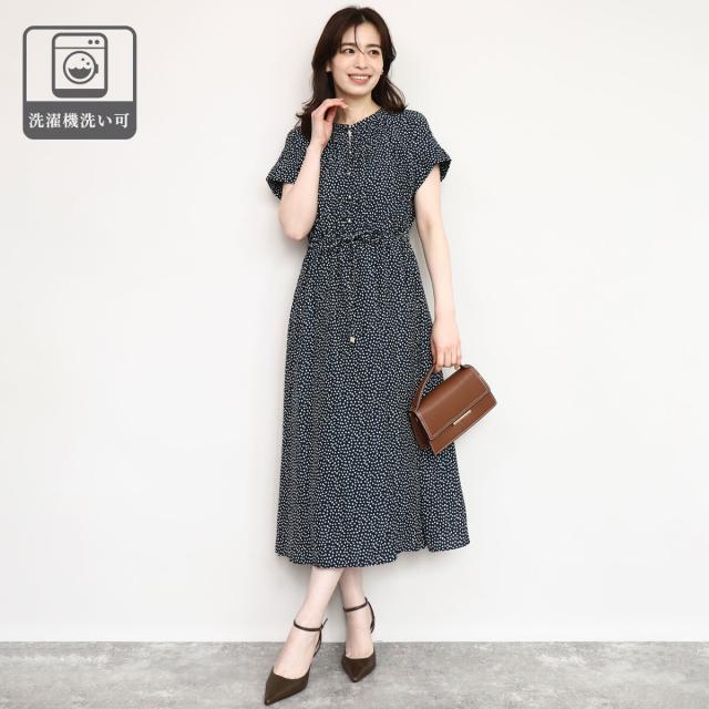 オフオン（OFUON）/【WEB限定】幾何ドットフレアワンピース/洗濯機で洗える