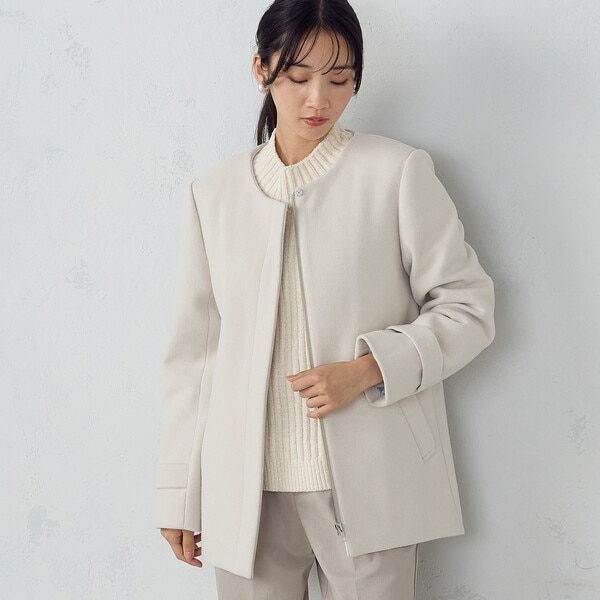 コムサイズム（COMME CA ISM）/２ＷＡＹ　ポリエステルレーヨン　ジャージー　デタッチャブルフーデットショートコート