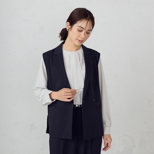 コムサイズム（COMME CA ISM）/【セットアップ対応】　ポリエステルツイル　テーラードジレ