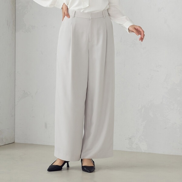 コムサイズム（COMME CA ISM）/【セットアップ対応】ポリエステルツイル タックワイドパンツ