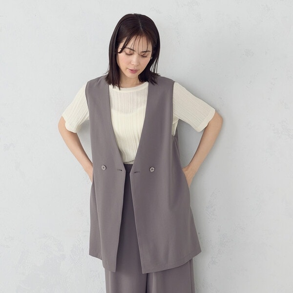 コムサイズム（COMME CA ISM）/【UVカット・吸水速乾・接触冷感】kireri ノーカラーロングジレ / セットアップ対応