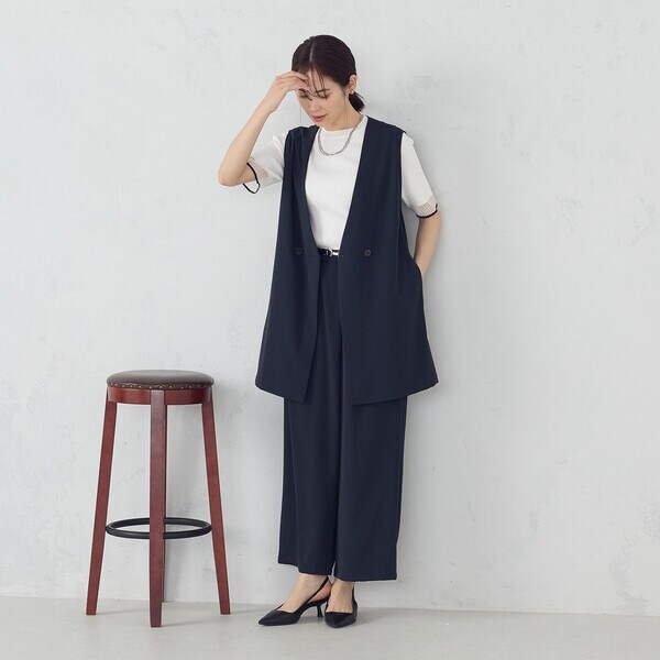 コムサイズム（COMME CA ISM）/【UVカット・吸水速乾・接触冷感】kireri ノーカラーロングジレ / セットアップ対応_2