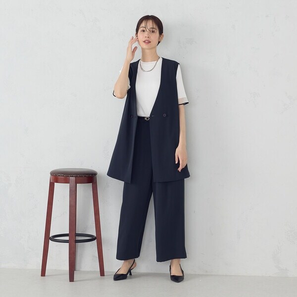 コムサイズム（COMME CA ISM）/【UVカット・吸水速乾・接触冷感】kireri ノーカラーロングジレ / セットアップ対応_3