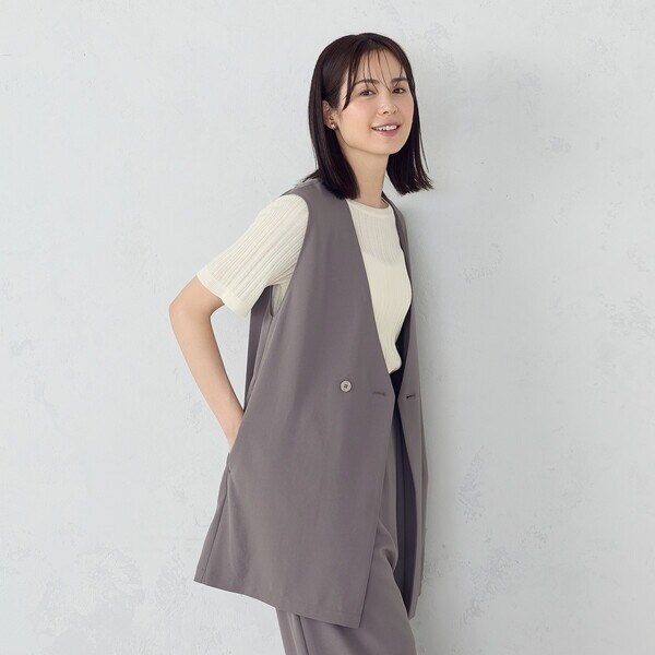 コムサイズム（COMME CA ISM）/【UVカット・吸水速乾・接触冷感】kireri ノーカラーロングジレ / セットアップ対応_12