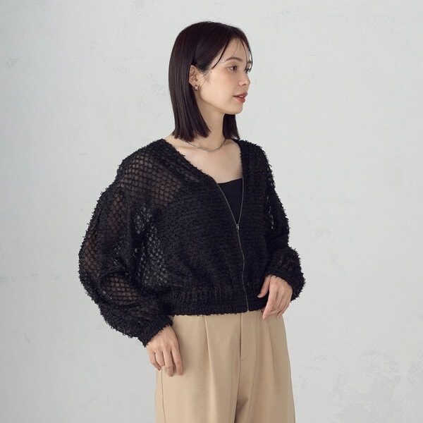 コムサイズム（COMME CA ISM）/フリンジシアー ジップアップブルゾン