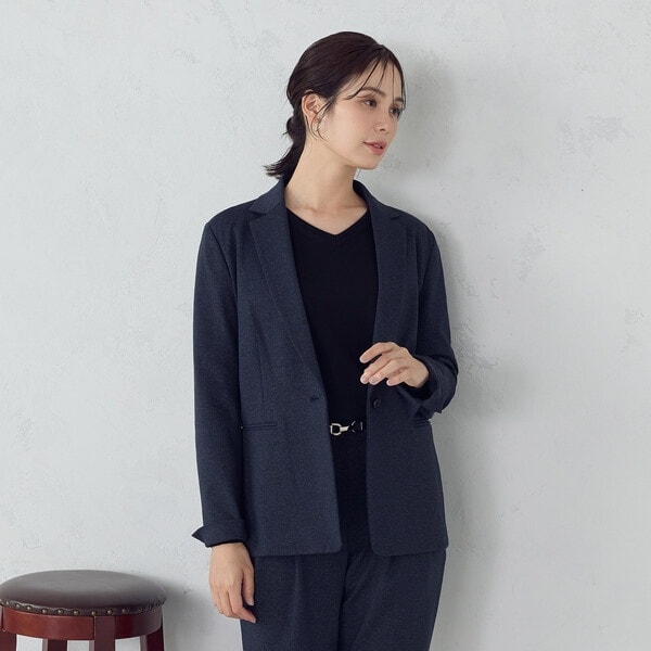 コムサイズム（COMME CA ISM）/【ウォッシャブル】メランジジャージ＆ナイロンレーヨンポンチ テーラードジャケット