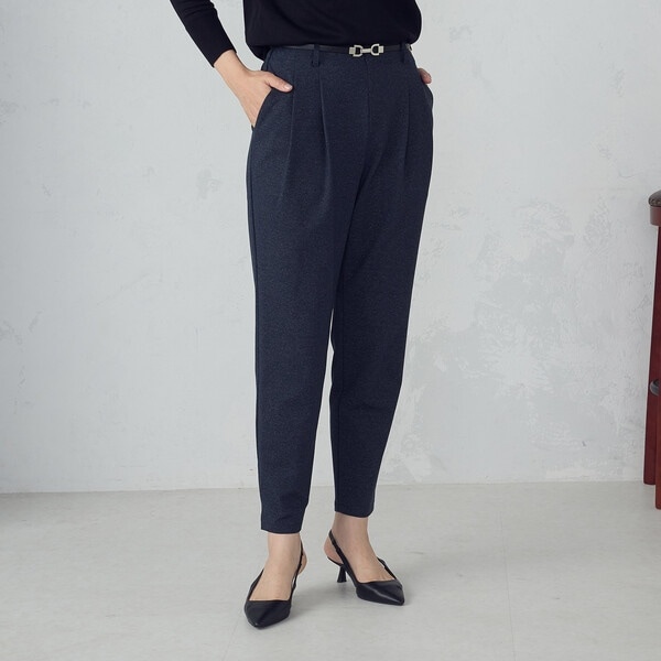 コムサイズム（COMME CA ISM）/【ウォッシャブル】メランジジャージ＆ナイロンレーヨンポンチ　テーパードパンツ