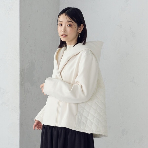 コムサイズム（COMME CA ISM）/スエード調ジャージー×キルティングブルゾン