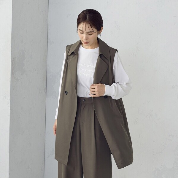 コムサイズム（COMME CA ISM）/【セットアップ対応】ポリエステルツイル　ロングジレ_1