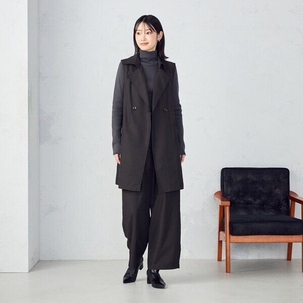 コムサイズム（COMME CA ISM）/【セットアップ対応】ポリエステルツイル　ロングジレ_2