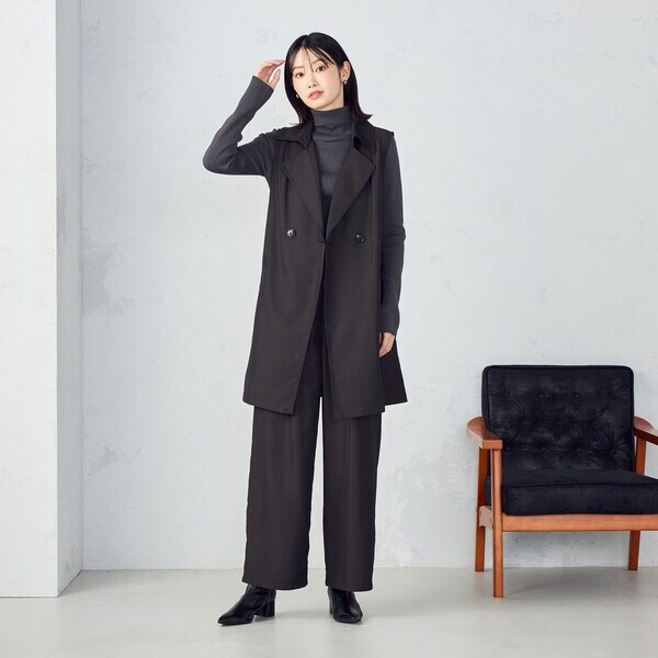 コムサイズム（COMME CA ISM）/【セットアップ対応】ポリエステルツイル　ロングジレ_3