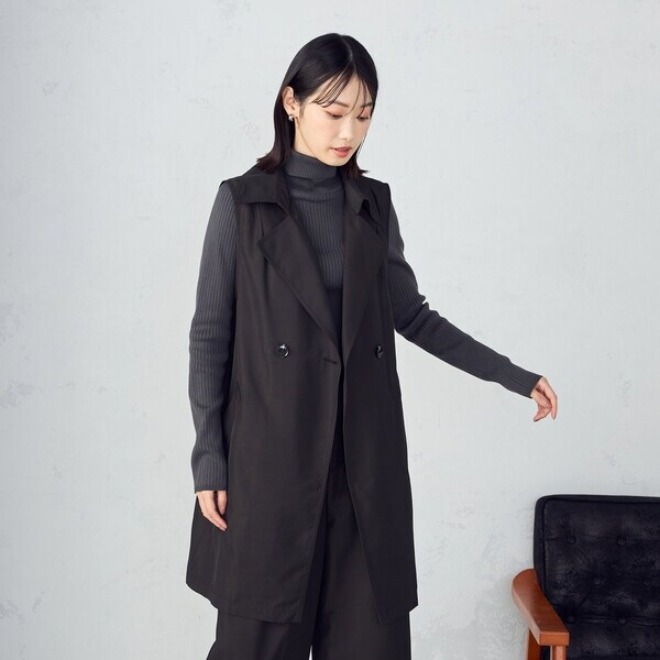 コムサイズム（COMME CA ISM）/【セットアップ対応】ポリエステルツイル　ロングジレ_4