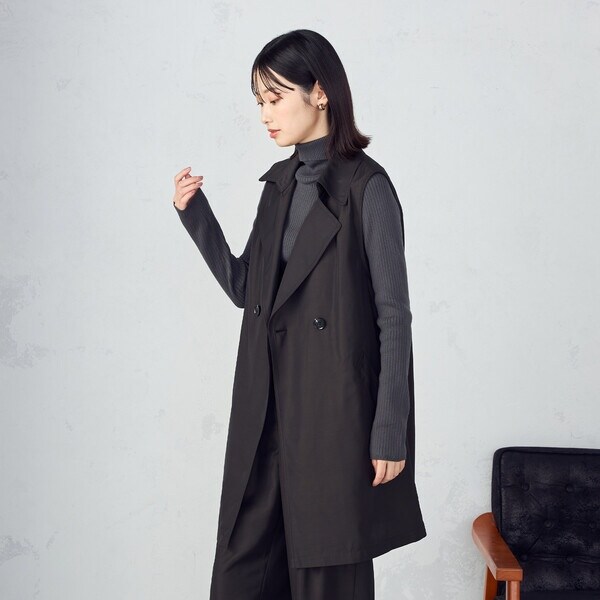 コムサイズム（COMME CA ISM）/【セットアップ対応】ポリエステルツイル　ロングジレ_5