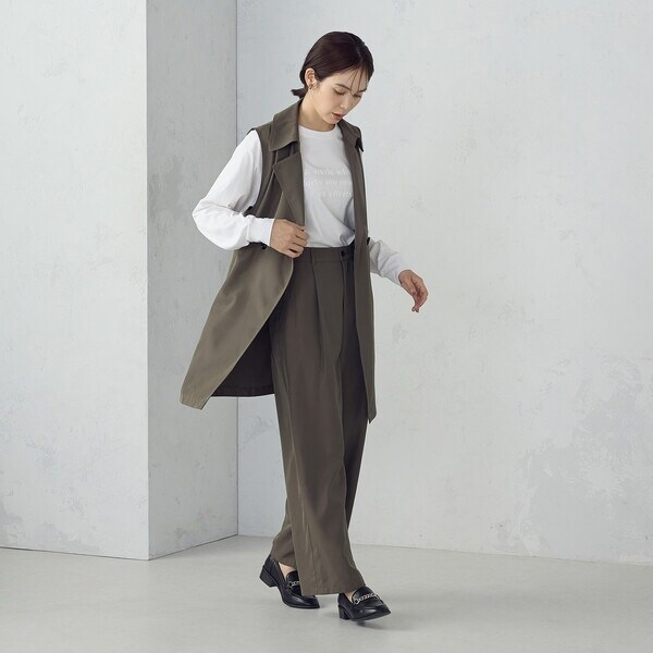 コムサイズム（COMME CA ISM）/【セットアップ対応】ポリエステルツイル　ロングジレ_8