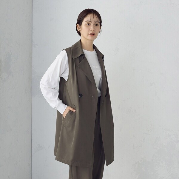 コムサイズム（COMME CA ISM）/【セットアップ対応】ポリエステルツイル　ロングジレ_9