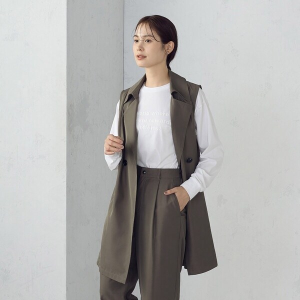 コムサイズム（COMME CA ISM）/【セットアップ対応】ポリエステルツイル　ロングジレ_10