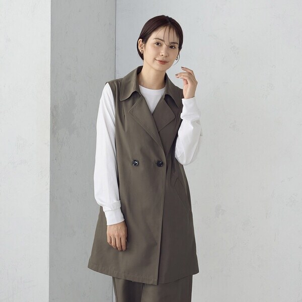コムサイズム（COMME CA ISM）/【セットアップ対応】ポリエステルツイル　ロングジレ_12