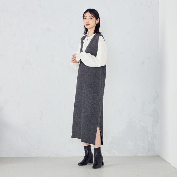 コムサイズム（COMME CA ISM）/Ｖネック　ニットワンピース