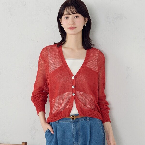 コムサイズム（COMME CA ISM）/日本製ホールガーメント 和紙カーディガン