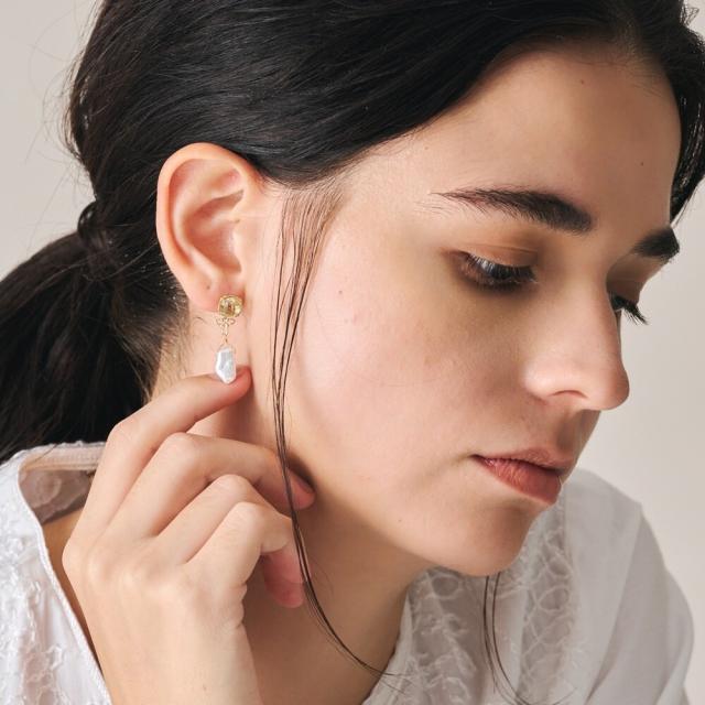 アガットk10オパールピアス ageteアガット k10 パール 天然石ピアス