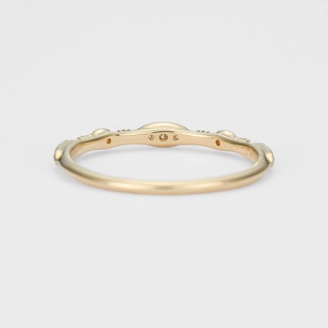 agete アガット ダイヤ K10 パール リング 指輪 9号 0.02ct K10