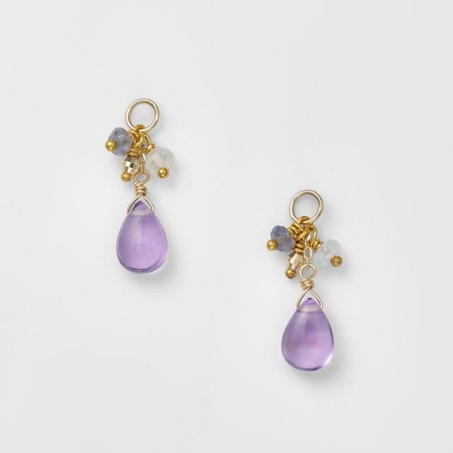 agete ピアスチャーム K10トパーズ／アイオライトピアスチャーム