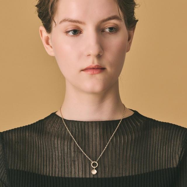 agate アガットK10ロングネックレスダイヤモンド入りペンダント